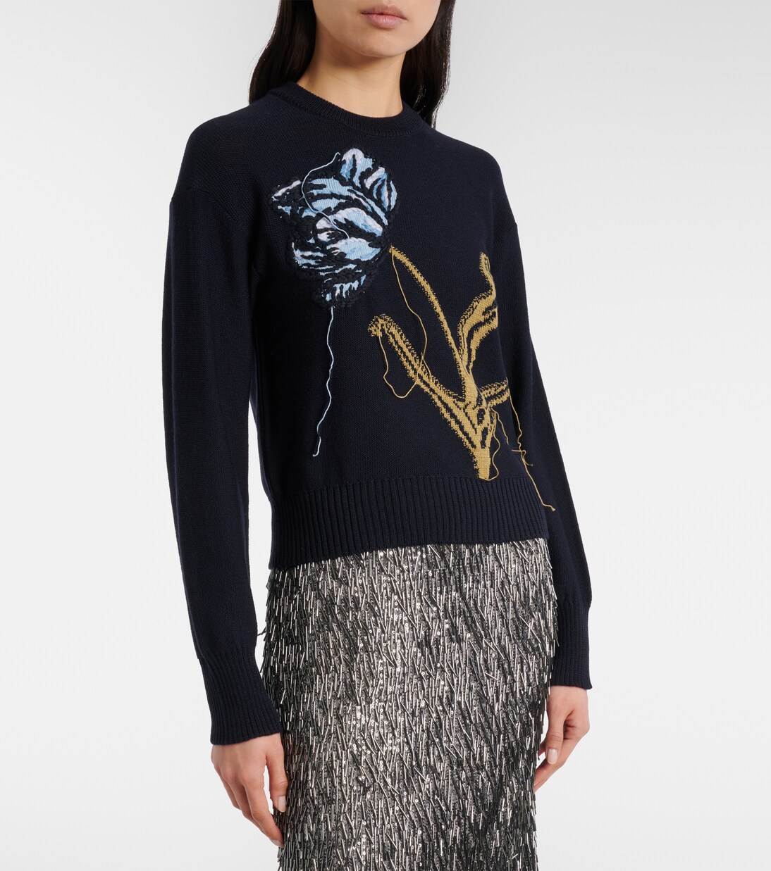 Jersey de lana y algodón en intarsia | Erdem