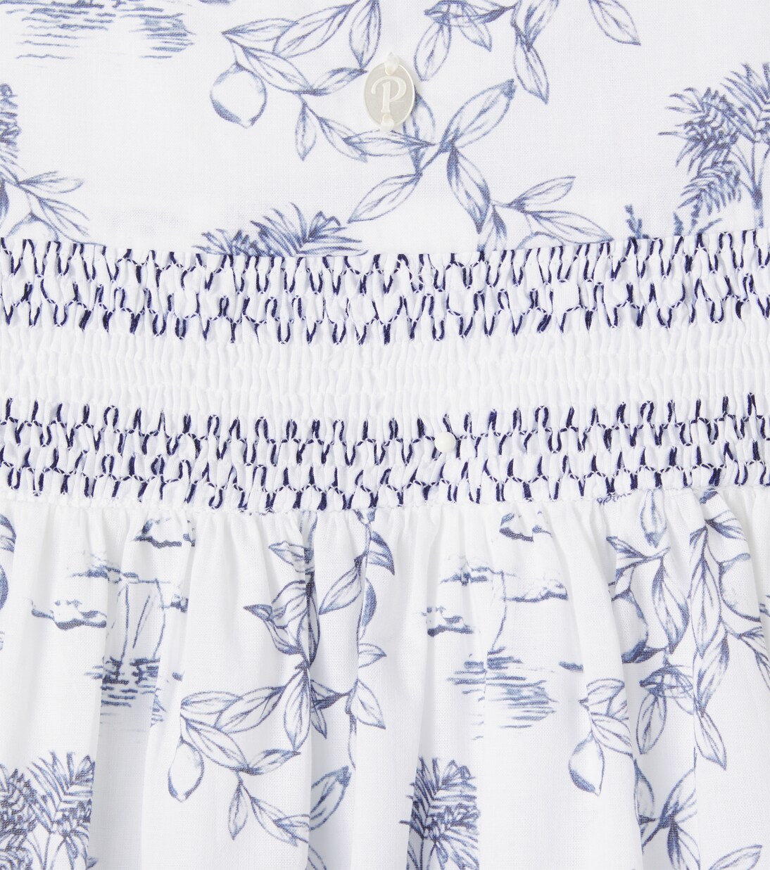 Baby shirred toile de jouy cotton dress | Patachou