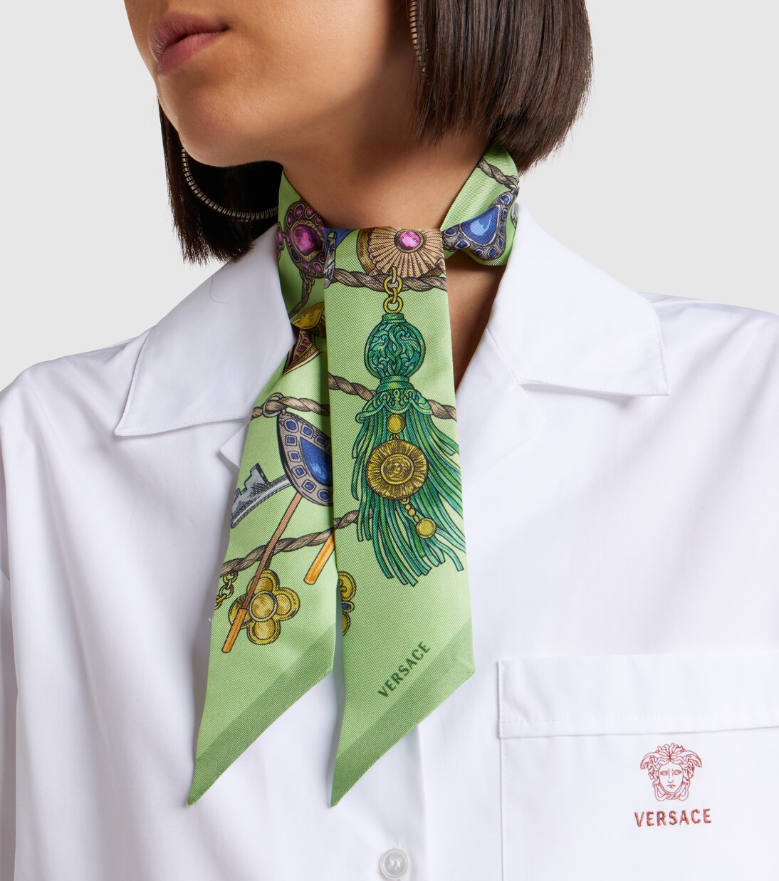 Floral silk twill scarf | Versace