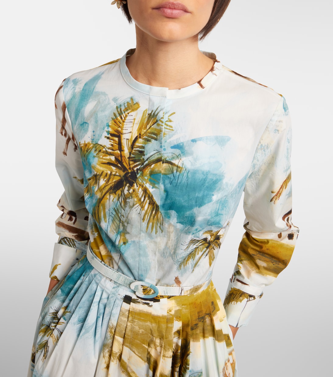 Robe de cocktail imprimée en coton mélangé | Oscar de la Renta