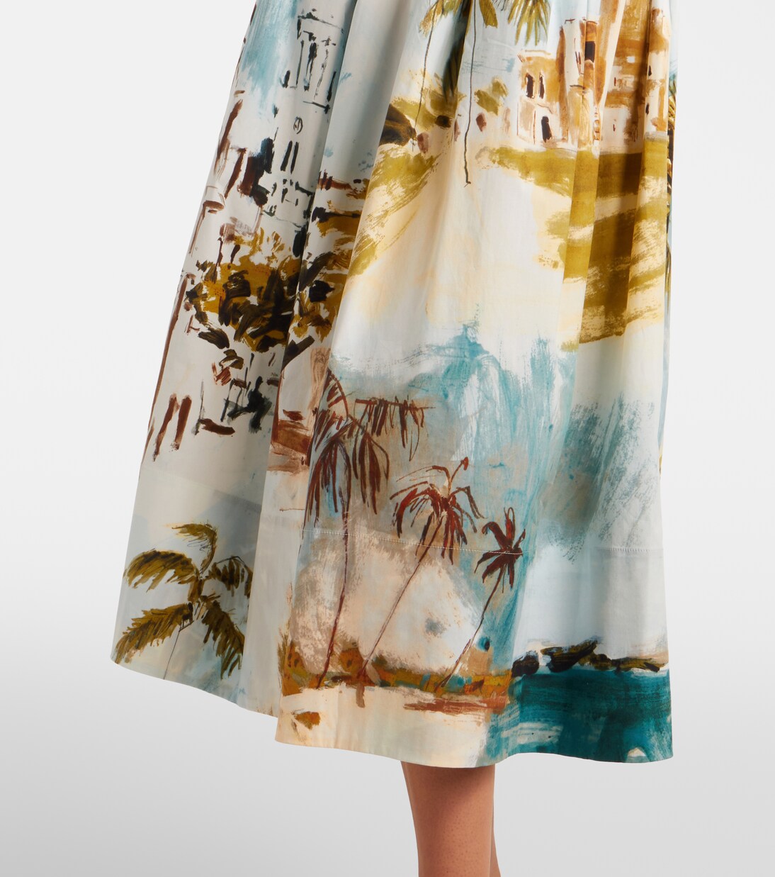 Robe de cocktail imprimée en coton mélangé | Oscar de la Renta
