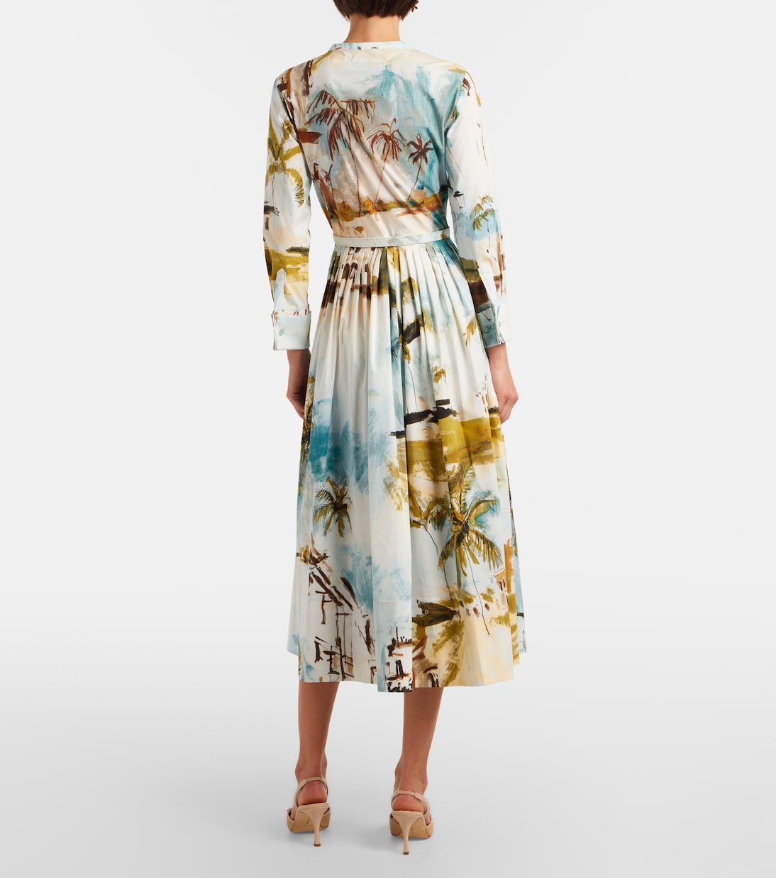 Robe de cocktail imprimée en coton mélangé | Oscar de la Renta