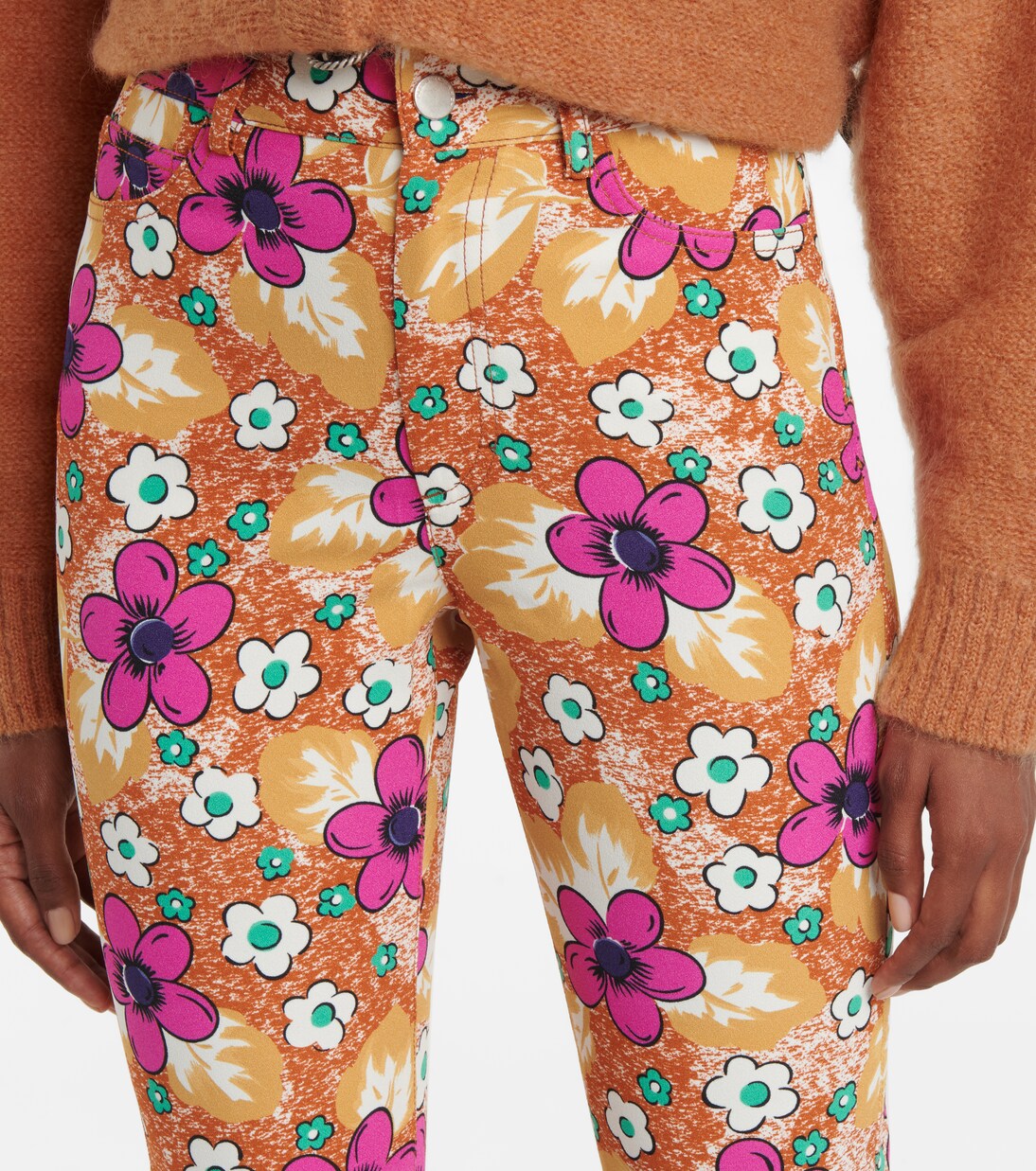 Pantalon évasé à taille haute et fleurs | Alessandra Rich