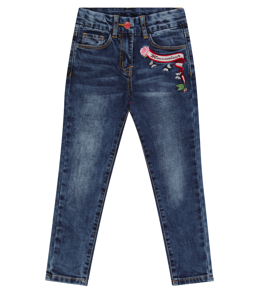 High-rise cotton-blend jeans | Monnalisa