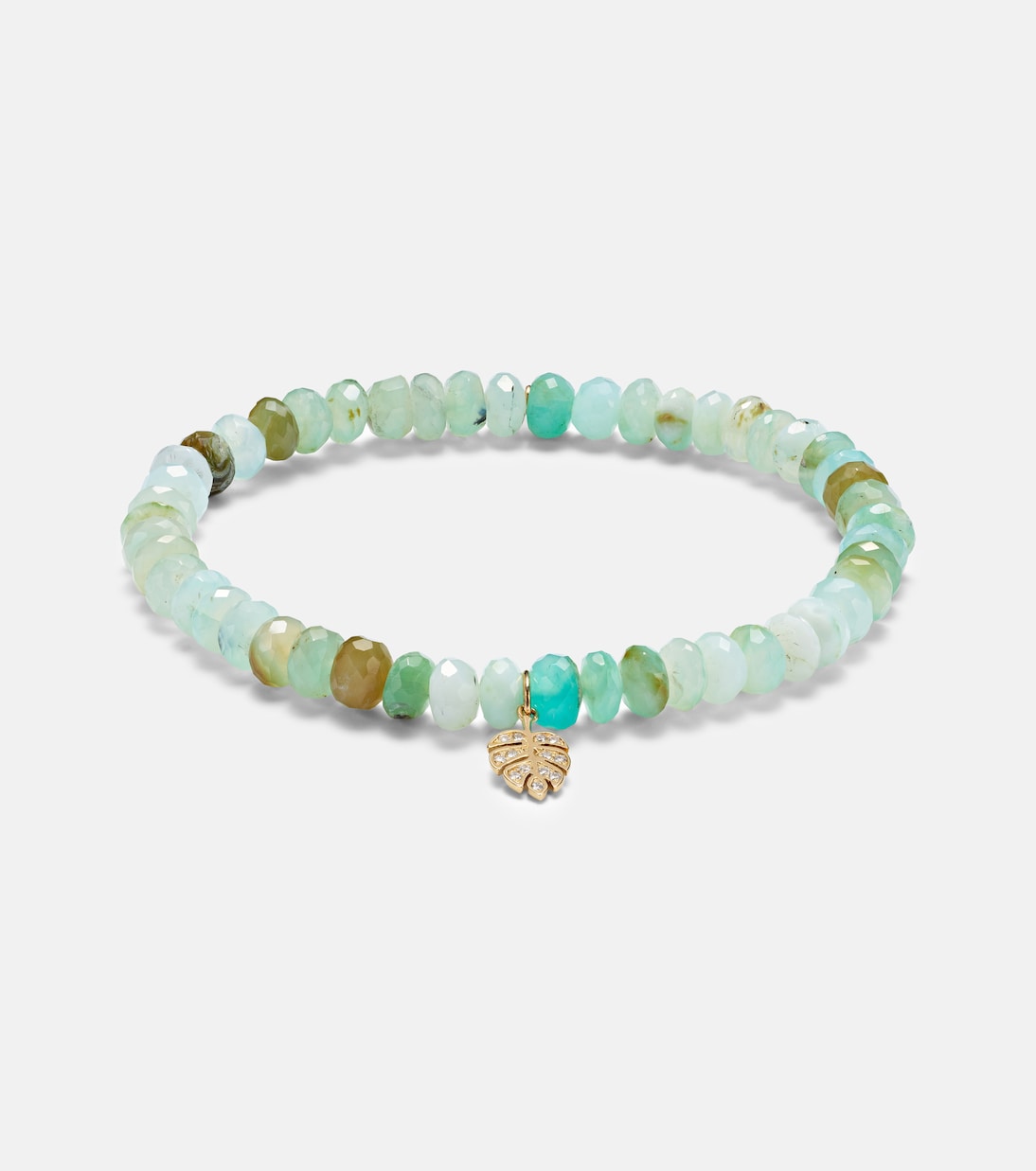 Armband Tiny Monstera Leaf aus Opal mit 14kt Gelbgold (585/1000) und Diamanten | Sydney Evan