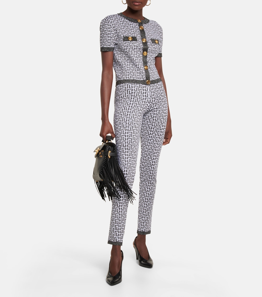 Leggings Monogram aus Jacquard-Strick | Balmain