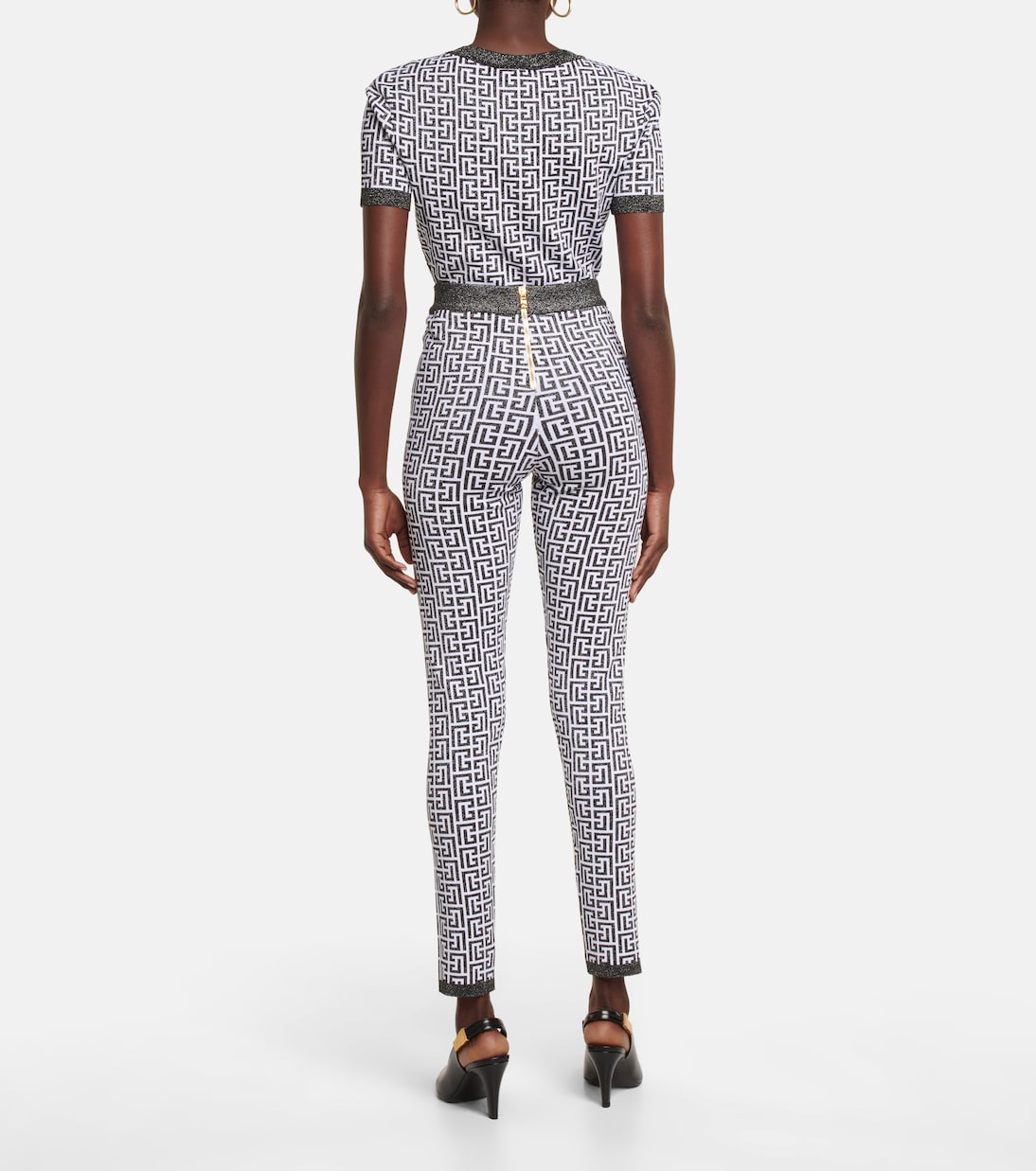 Leggings Monogram aus Jacquard-Strick | Balmain
