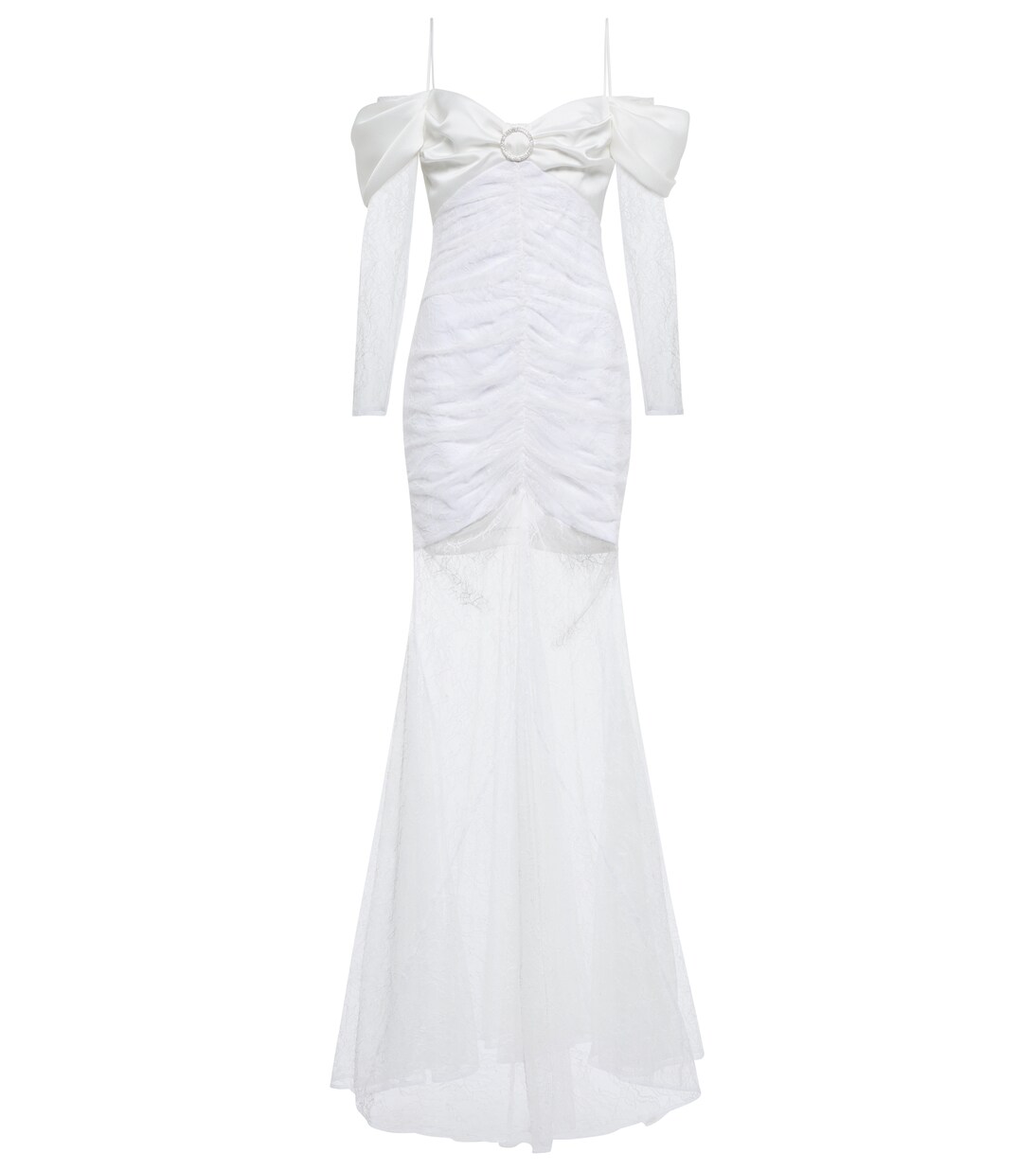 Robe longue en satin et dentelle | Rasario