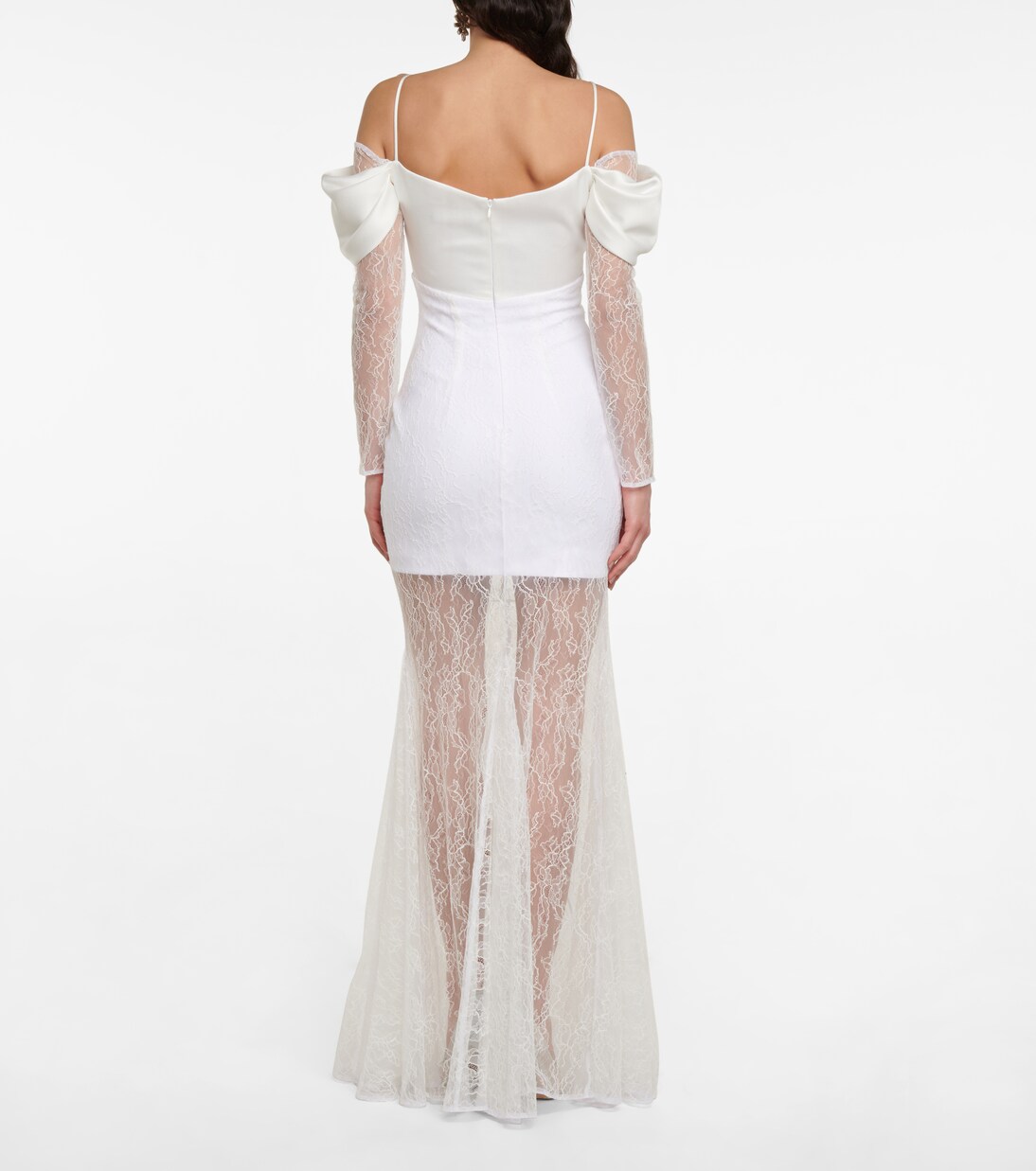 Robe longue en satin et dentelle | Rasario