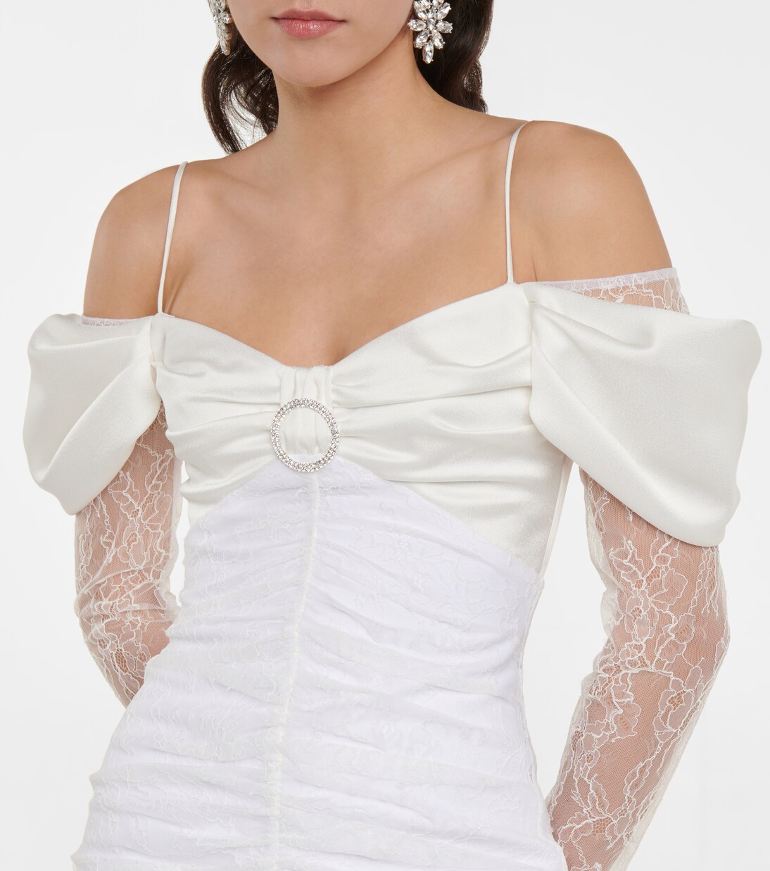 Robe longue en satin et dentelle | Rasario