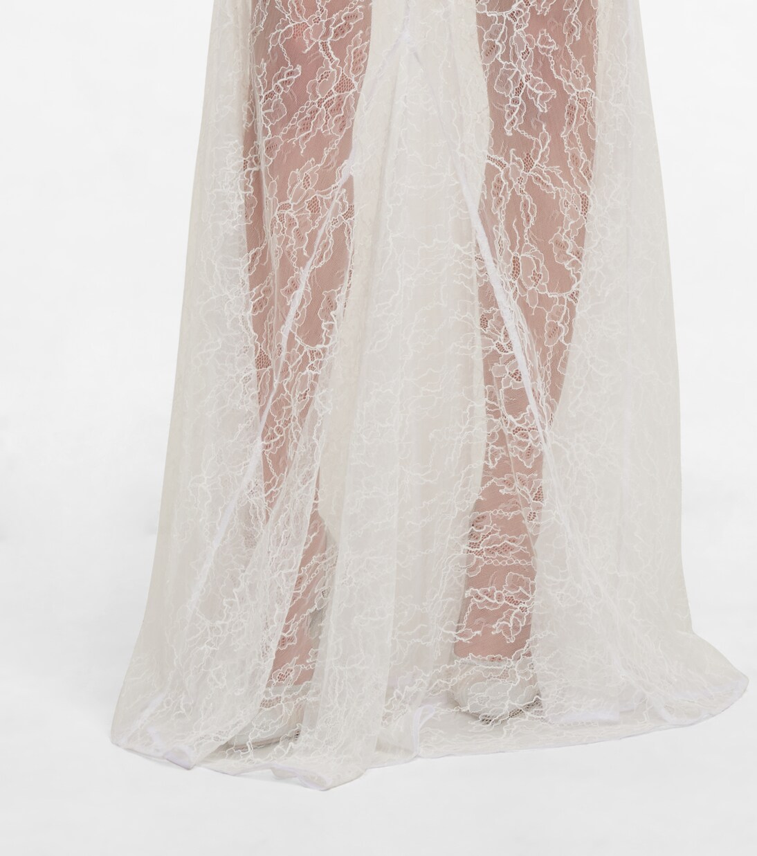 Robe longue en satin et dentelle | Rasario