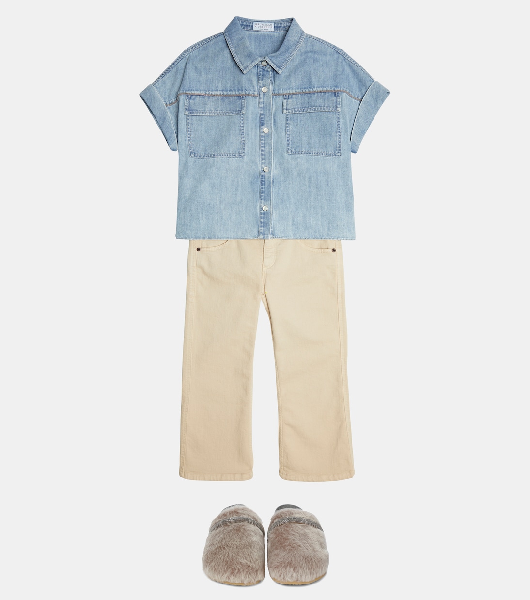 Verziertes Jeanshemd | Brunello Cucinelli Kids