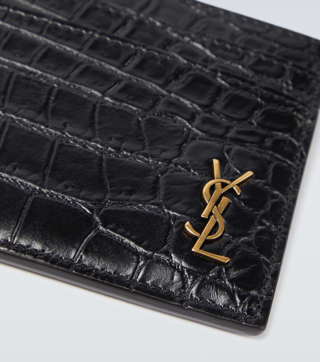 Croc-effect leather card holder | Saint Laurent