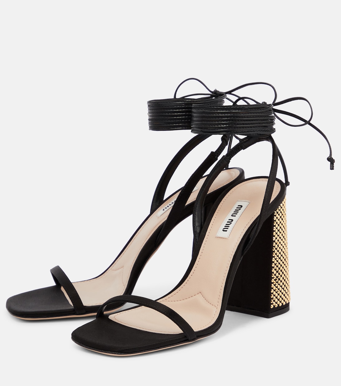 Sandales en satin à ornements | Miu Miu