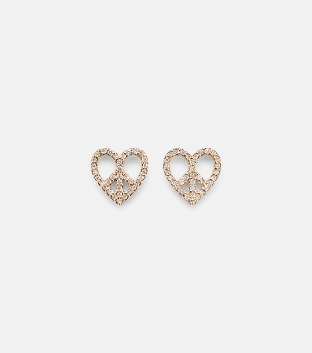 Peace Heart 14kt gold earrings with diamonds | Sydney Evan
