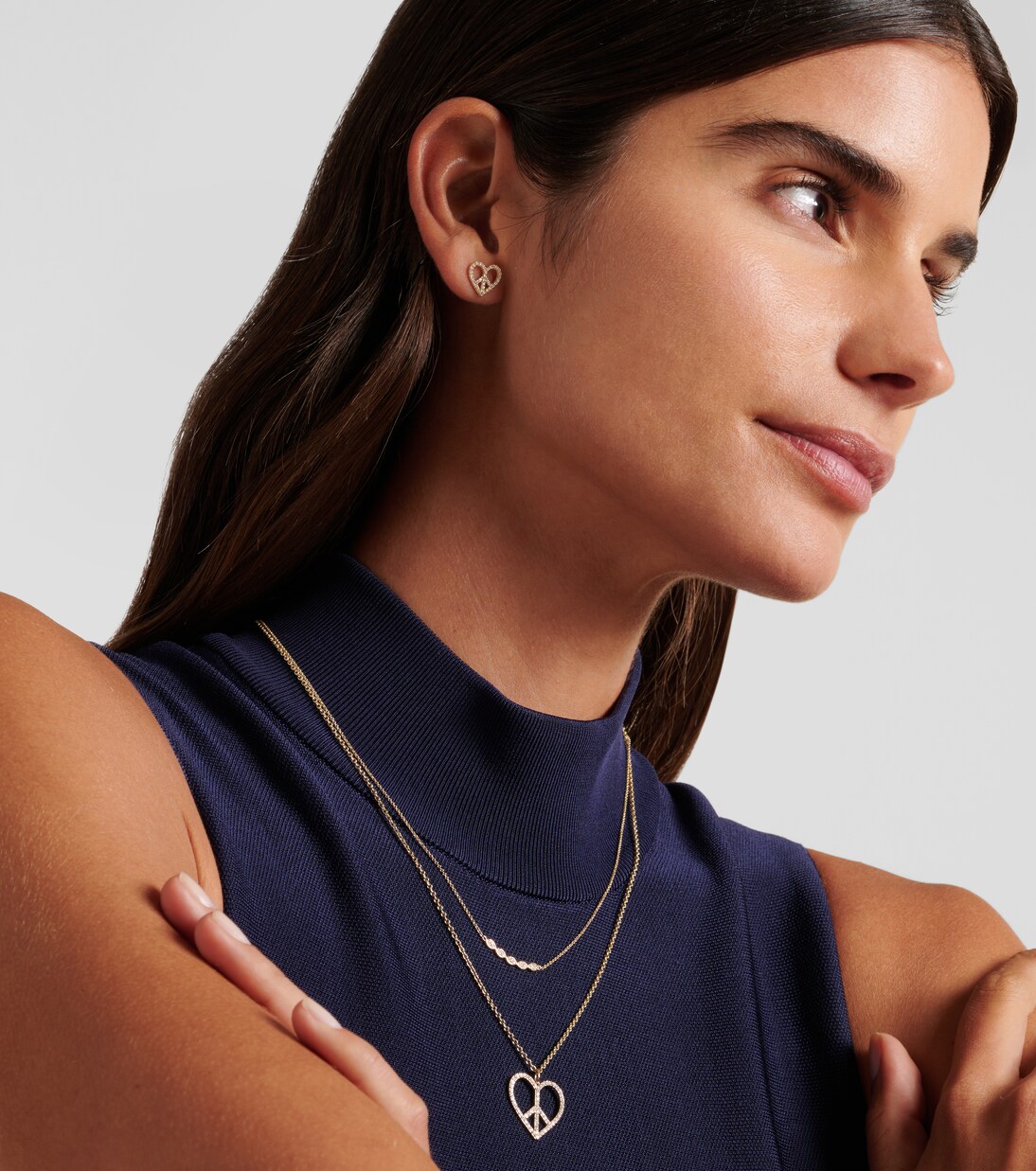 Peace Heart 14kt gold earrings with diamonds | Sydney Evan