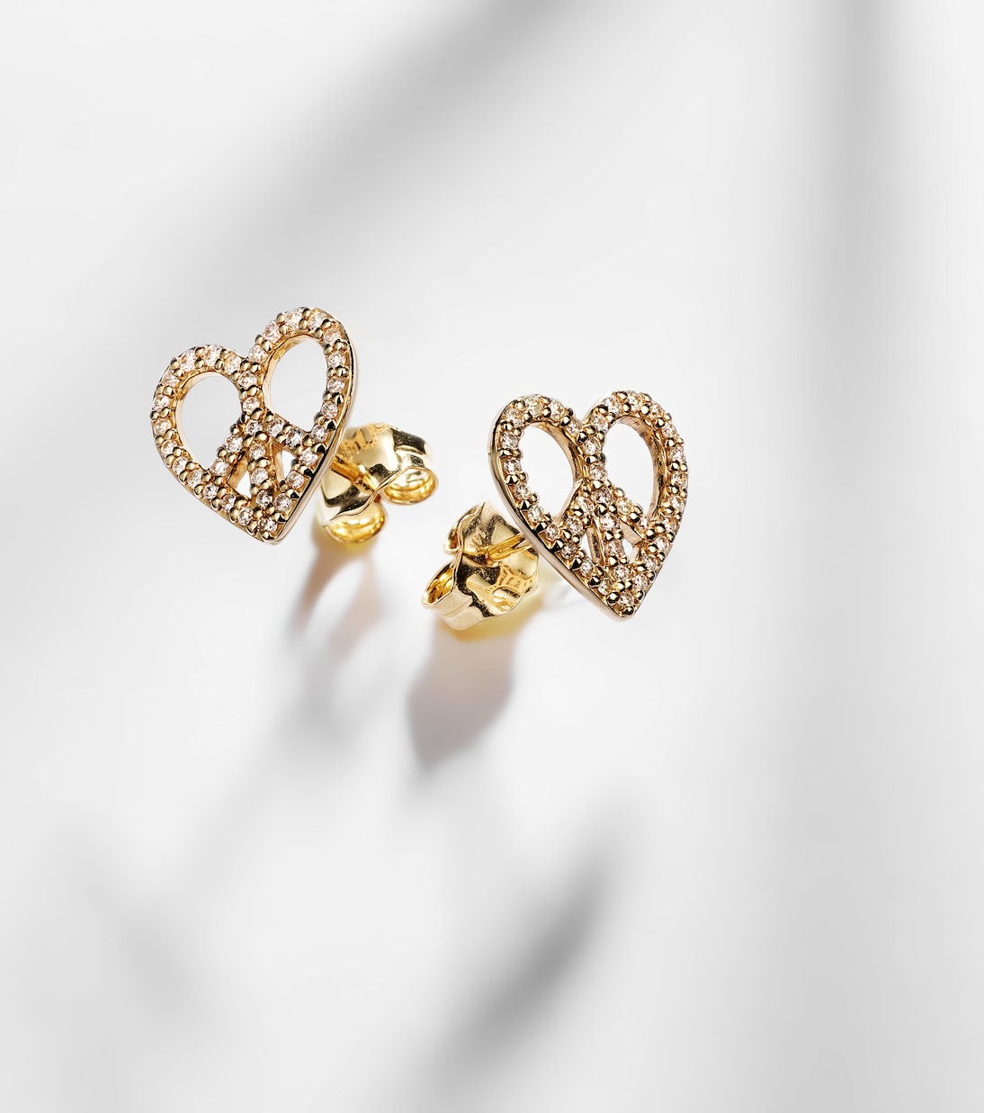 Peace Heart 14kt gold earrings with diamonds | Sydney Evan