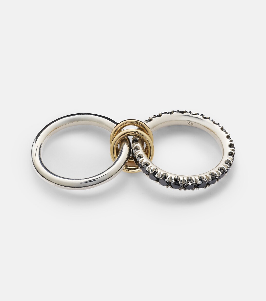 Enzo sterling silver and 18kt gold ring with black diamonds | Spinelli Kilcollin