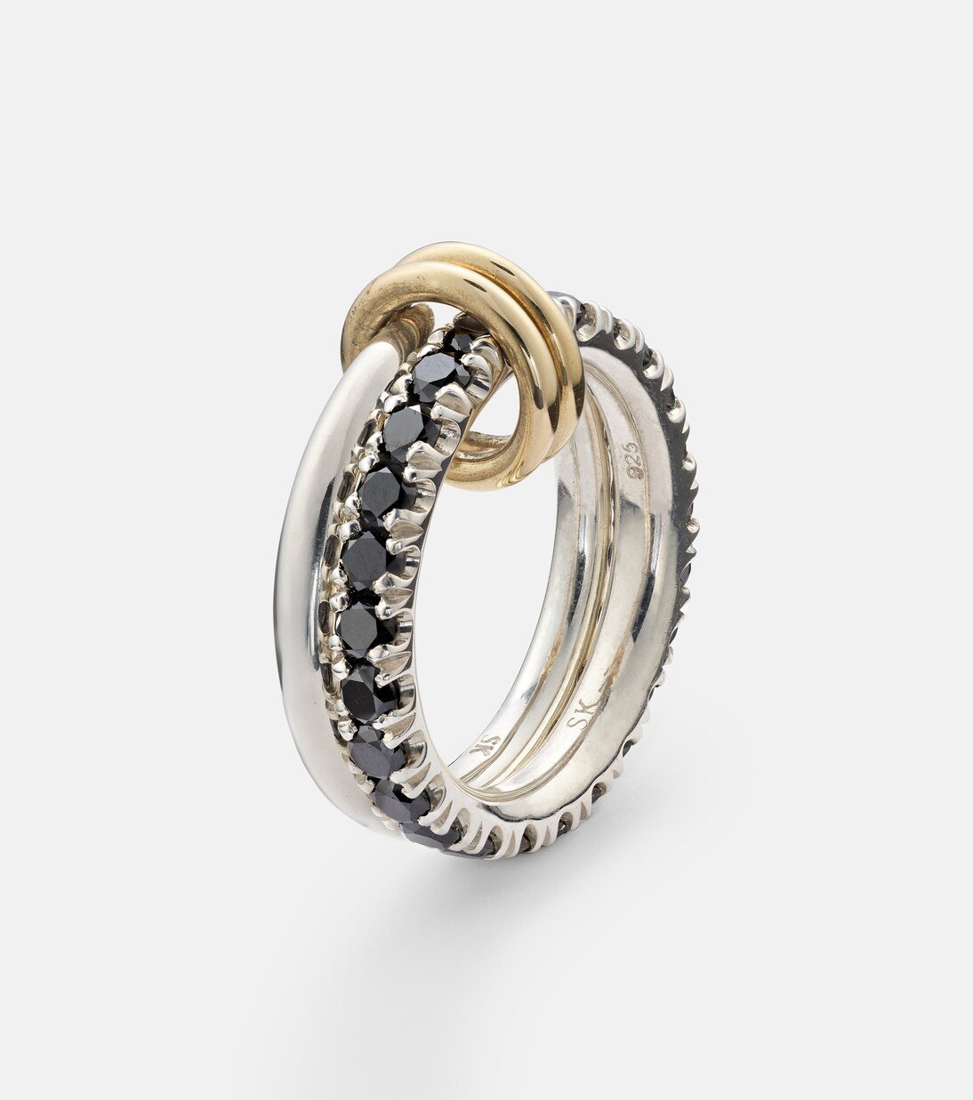 Enzo sterling silver and 18kt gold ring with black diamonds | Spinelli Kilcollin