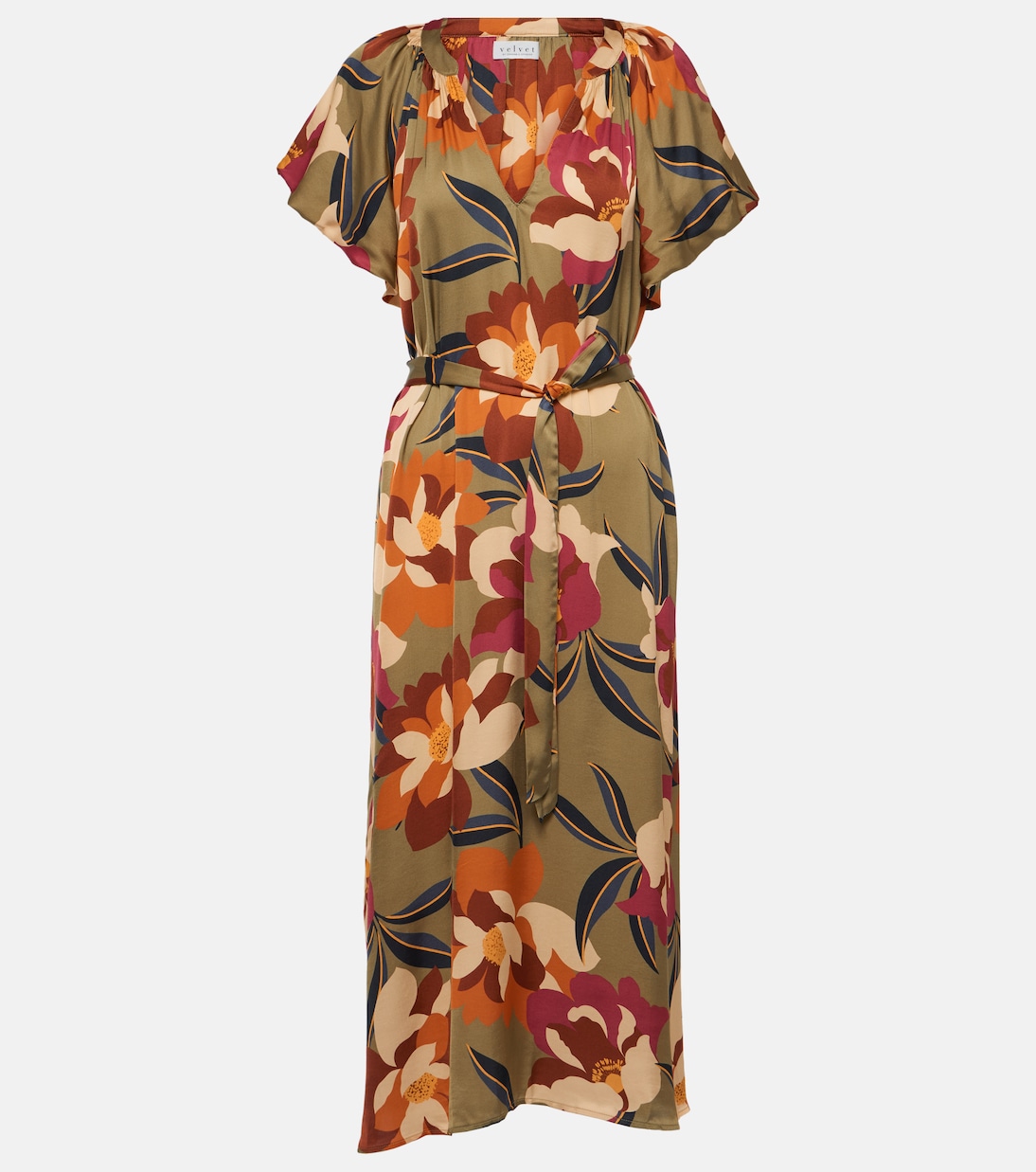 Abito midi Francie in raso con stampa | Velvet