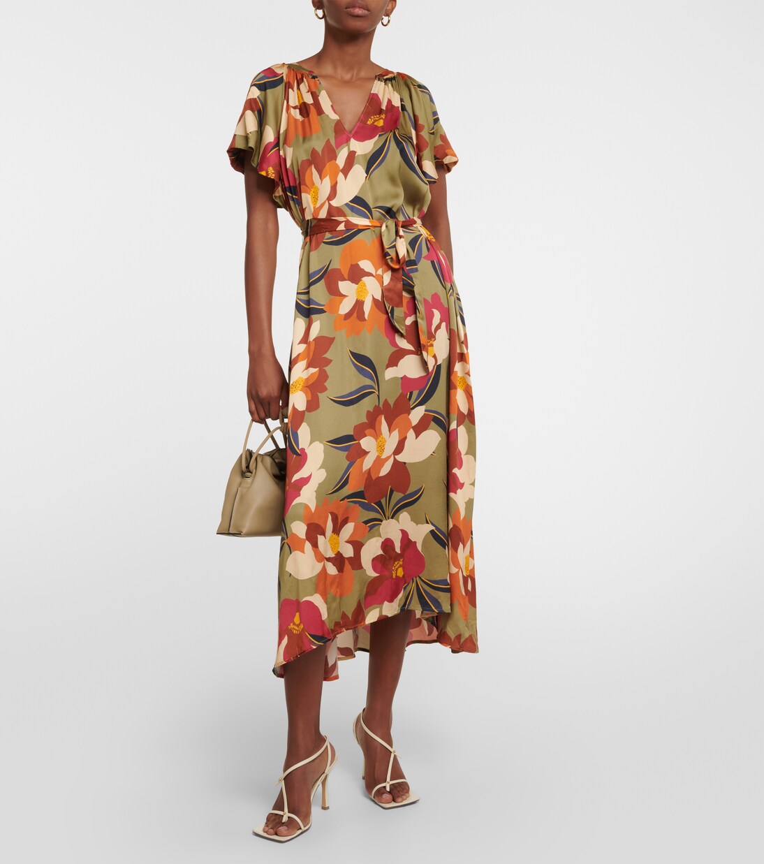 Abito midi Francie in raso con stampa | Velvet