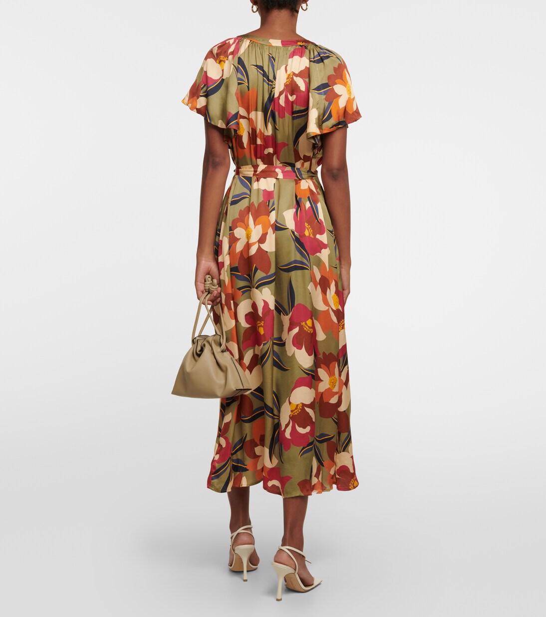 Abito midi Francie in raso con stampa | Velvet