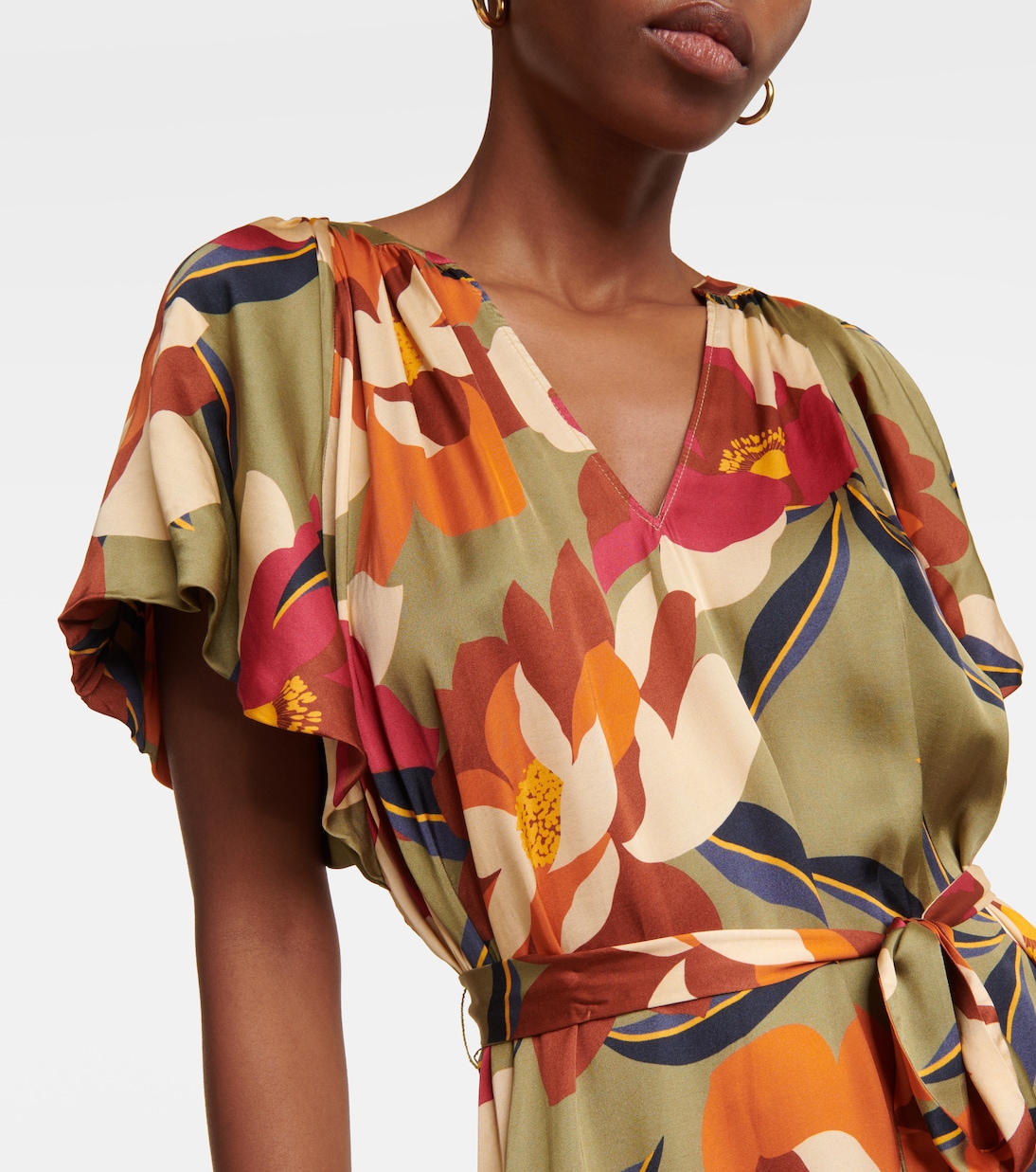 Abito midi Francie in raso con stampa | Velvet