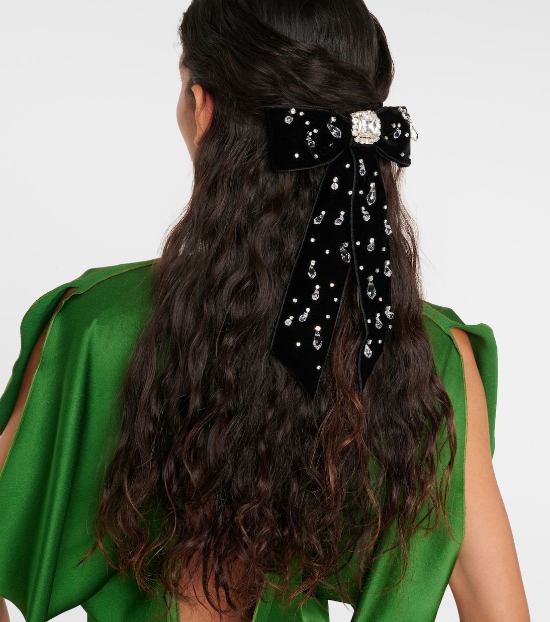 Alva bow embellished velvet barrette | Jennifer Behr