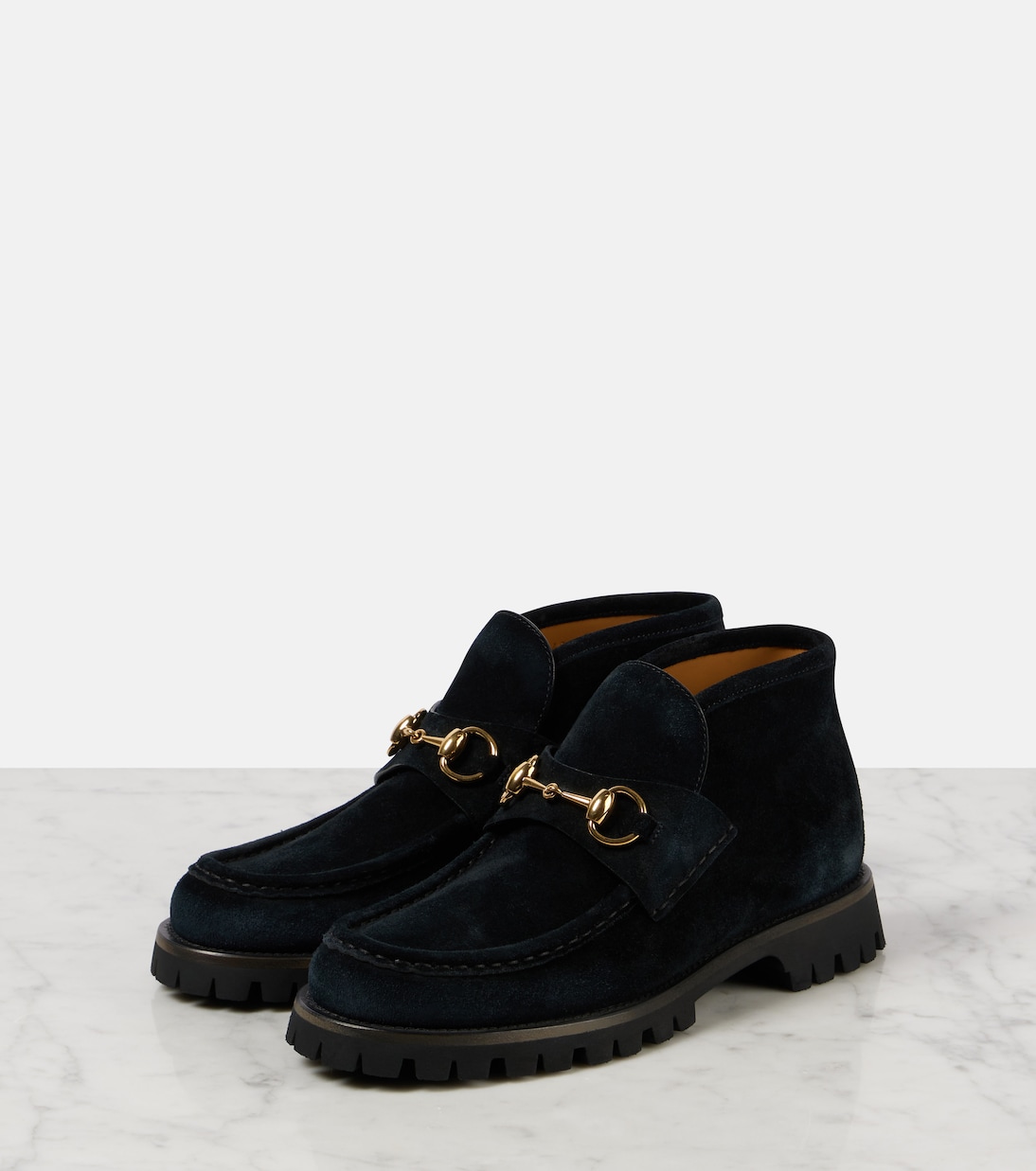 Ankle Boots Horsebit aus Veloursleder | Gucci