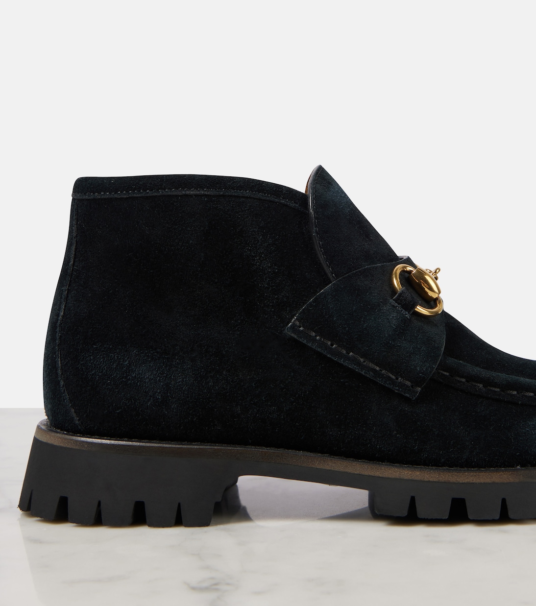 Ankle Boots Horsebit aus Veloursleder | Gucci