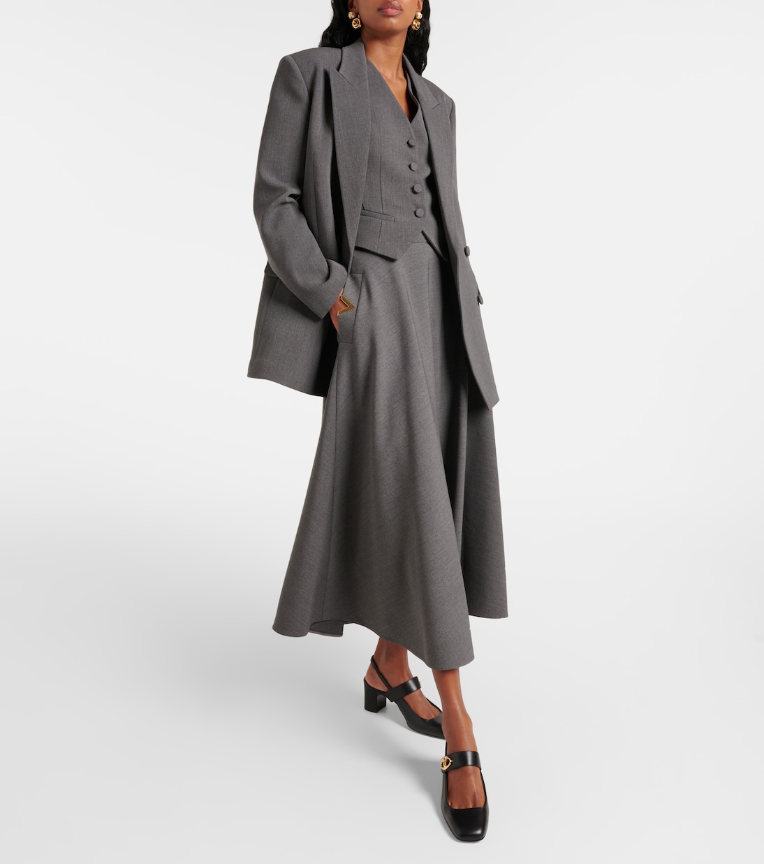 Midirock VGold aus Woll-Gabardine | Valentino