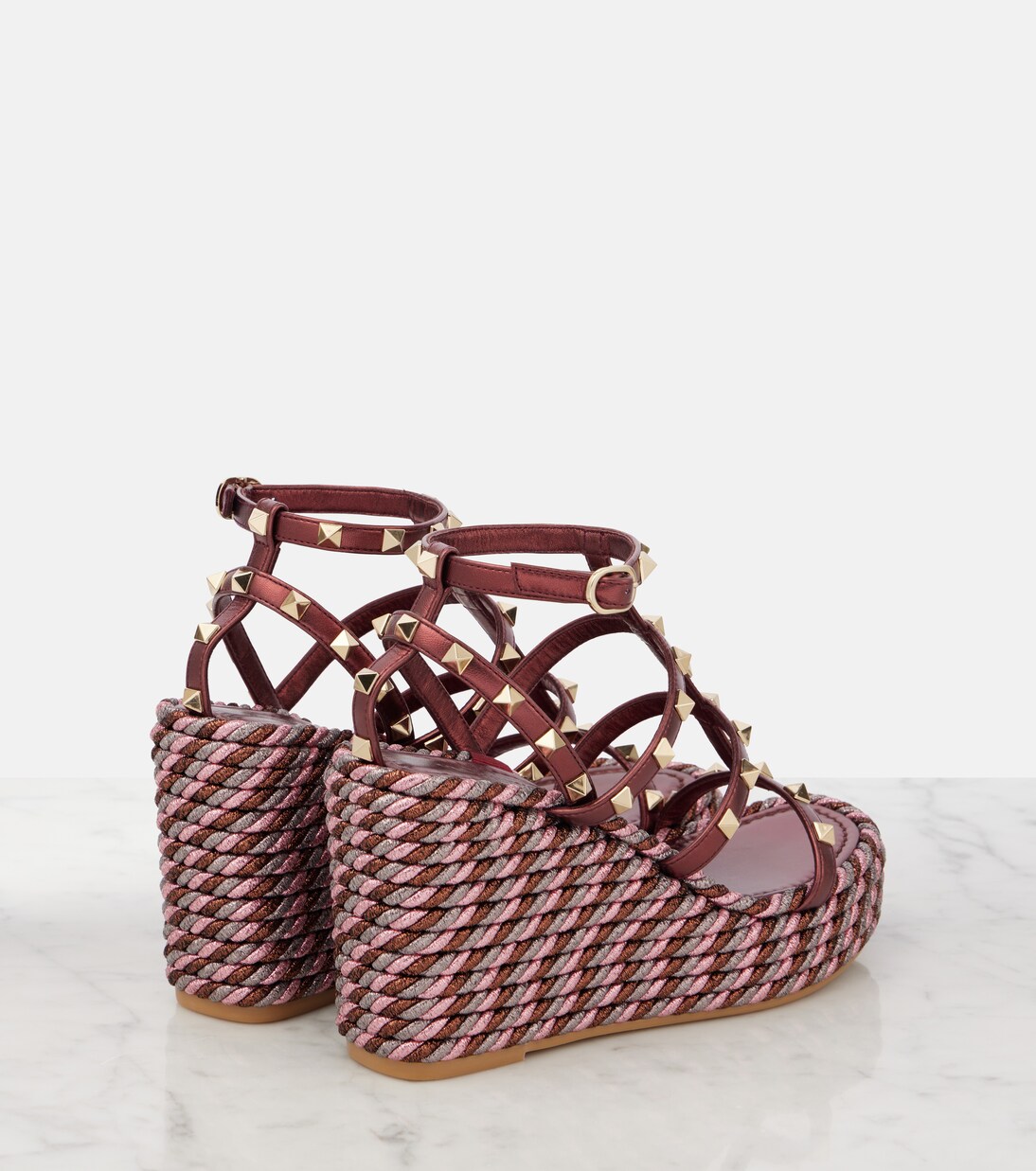 Alpargatas con cuña Rockstud 95 de piel | Valentino Garavani