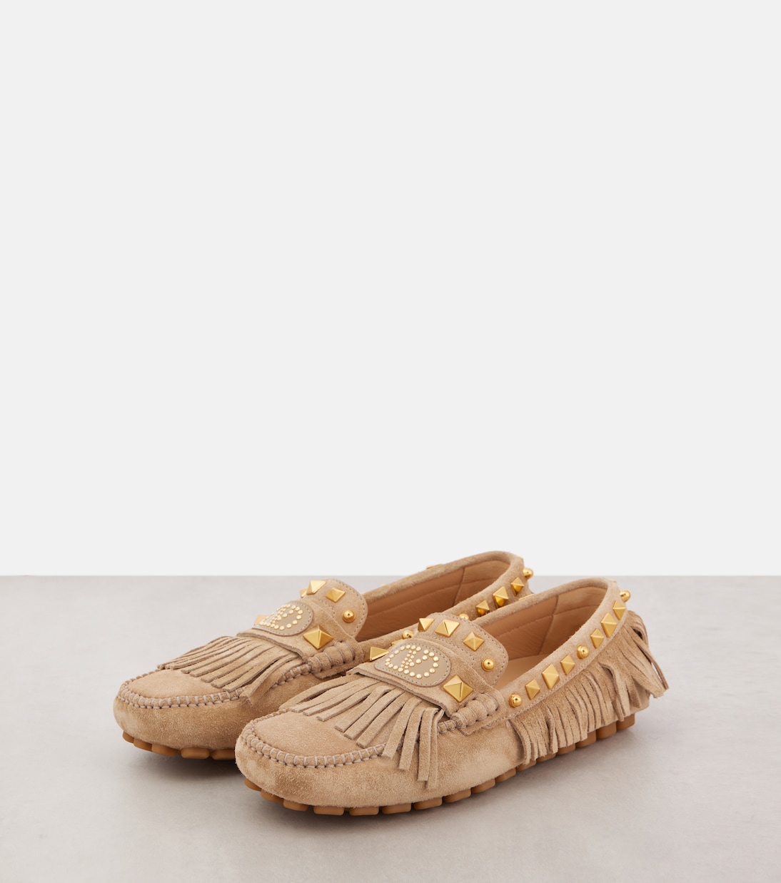 Plaster Caster VLogo suede driving shoes | Valentino Garavani