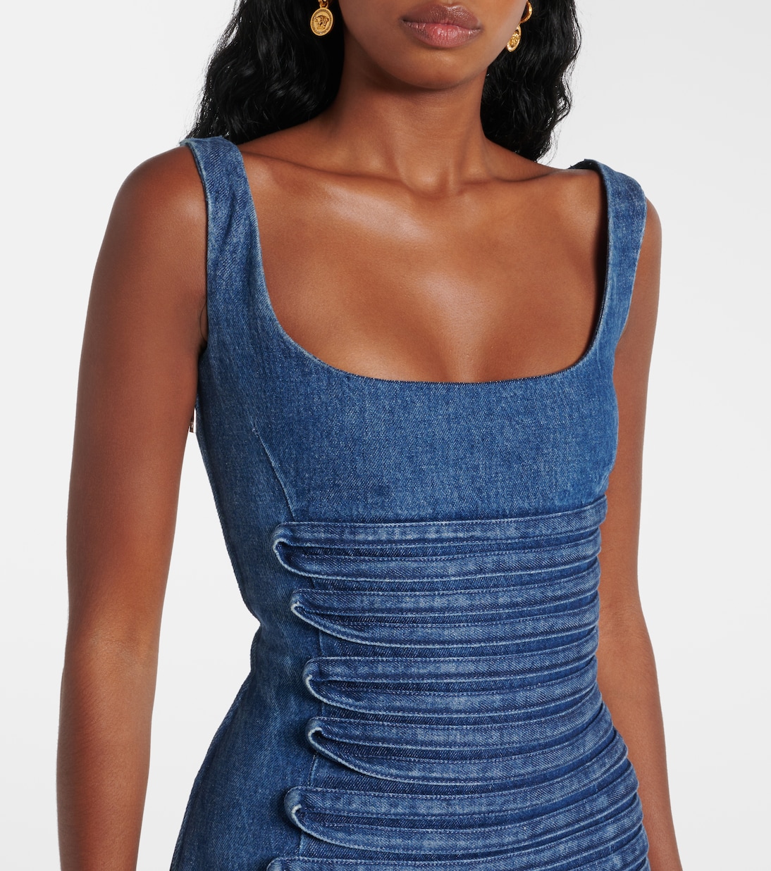 Appliqué denim midi dress | Versace