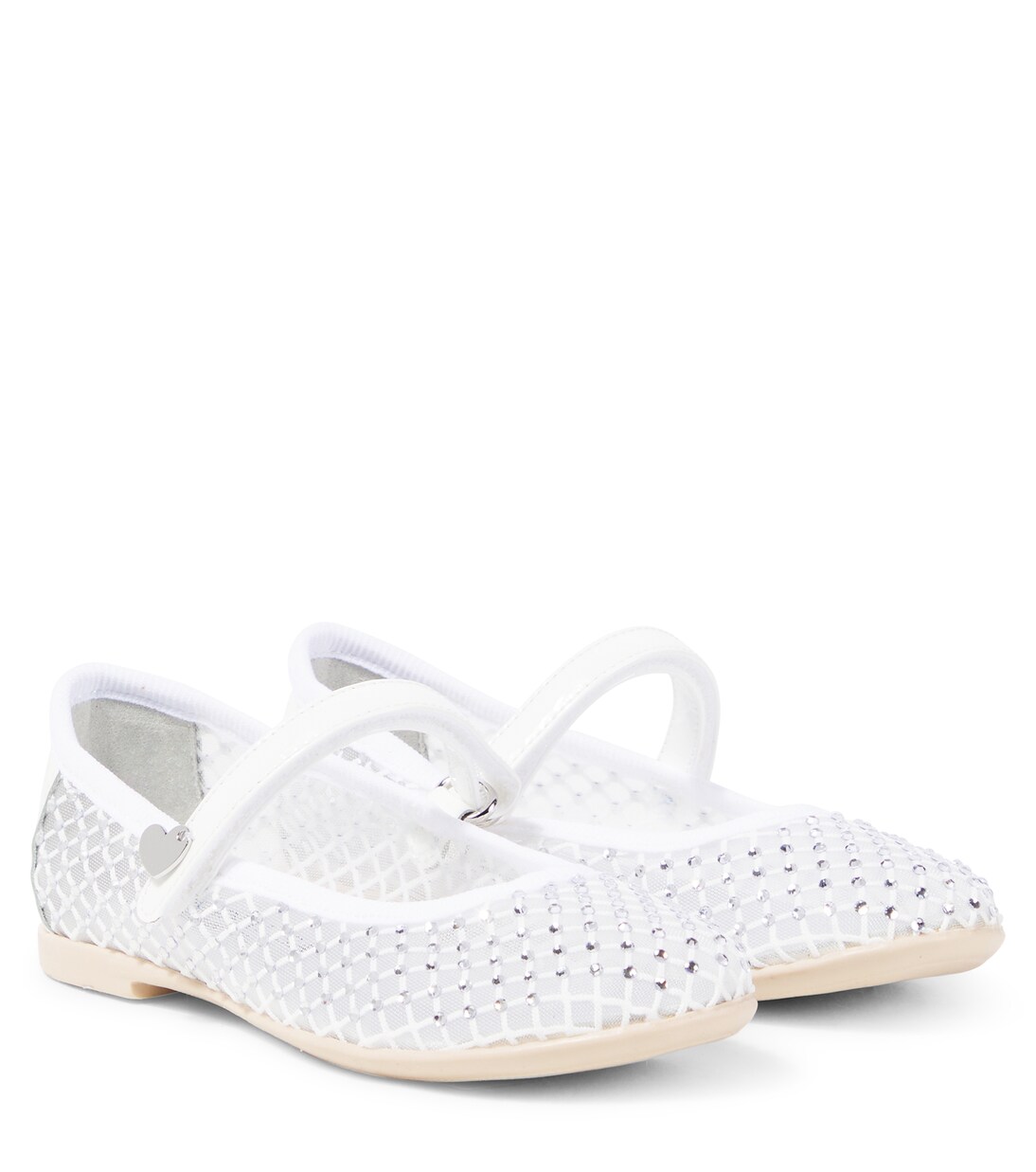 Embellished mesh Mary Jane flats | Monnalisa