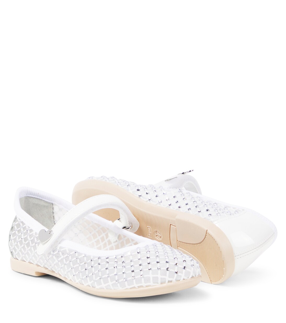 Embellished mesh Mary Jane flats | Monnalisa