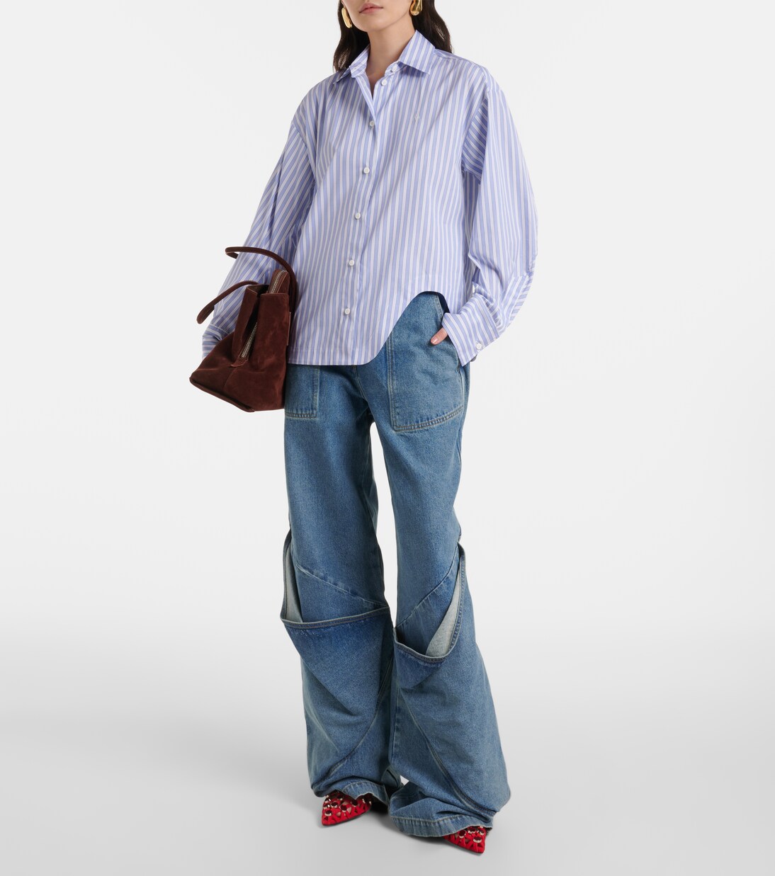 Eliza asymmetric striped cotton shirt | The Attico