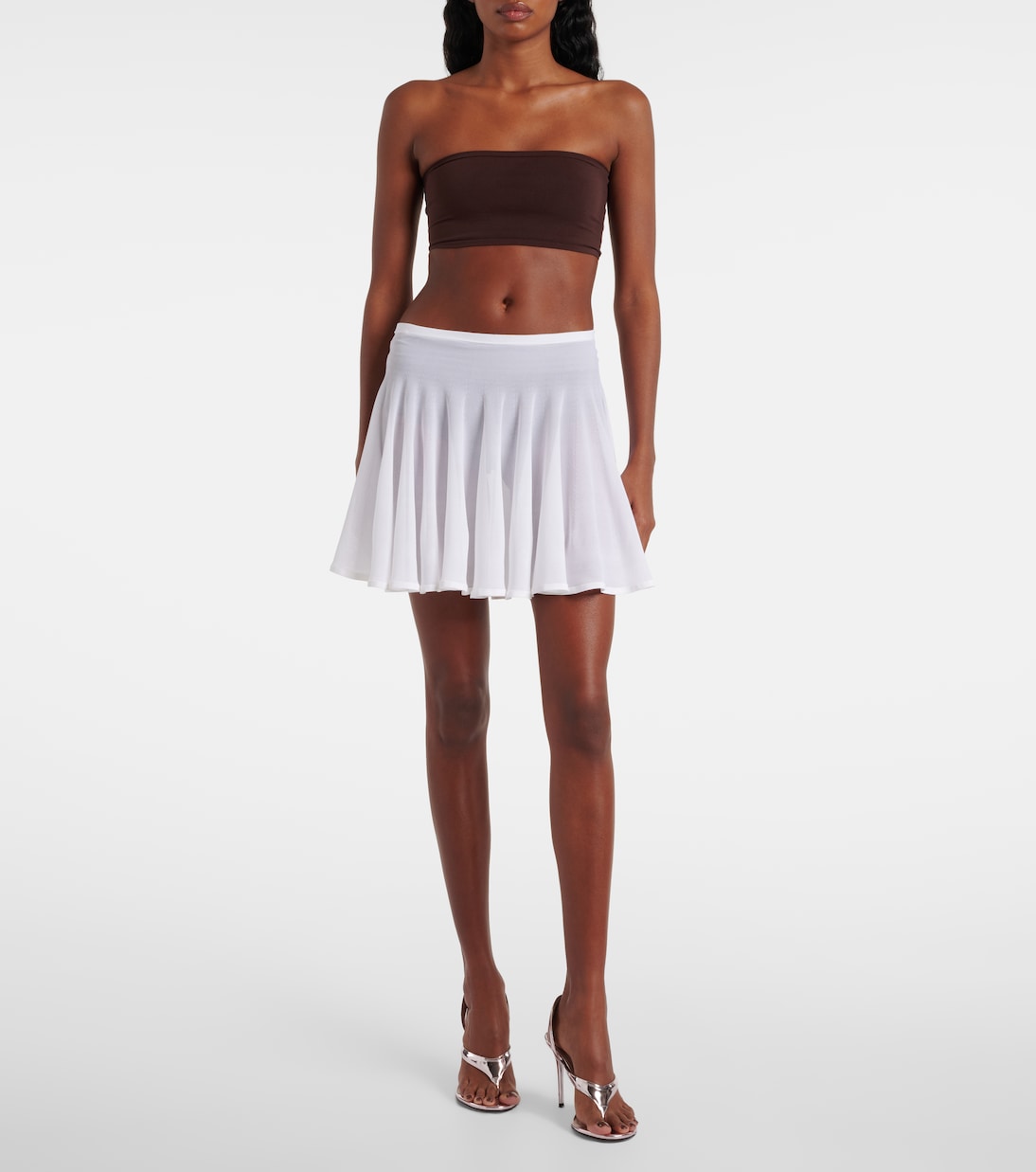 Sandales Infradito en cuir métallisé | Alaïa