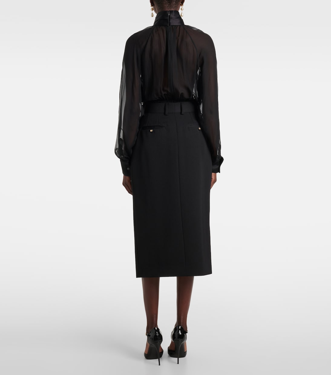 Jupe midi en laine vierge | Dolce&Gabbana