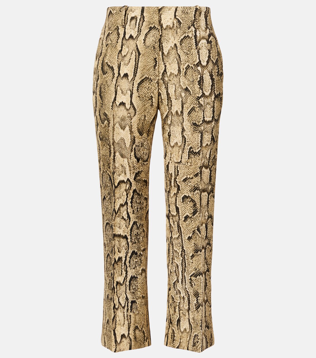 Snake-print mid-rise flared jacquard pants | Dries Van Noten