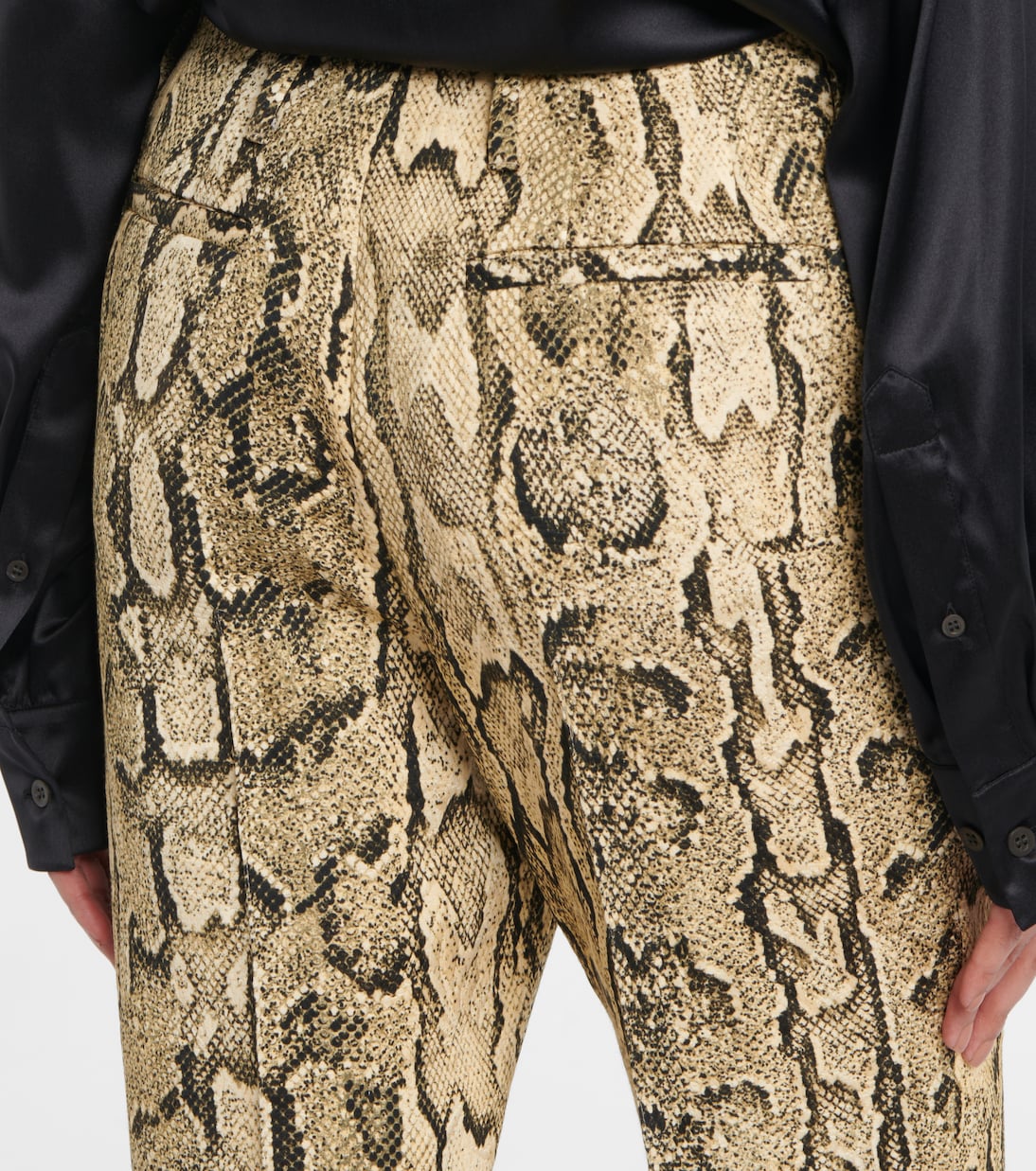 Snake-print mid-rise flared jacquard pants | Dries Van Noten