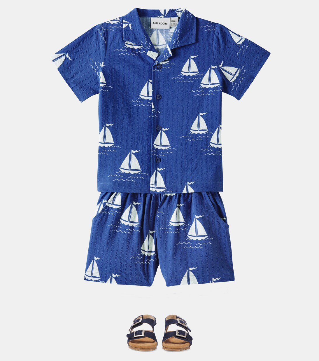 Sailing Boats cotton bowling shirt | Mini Rodini