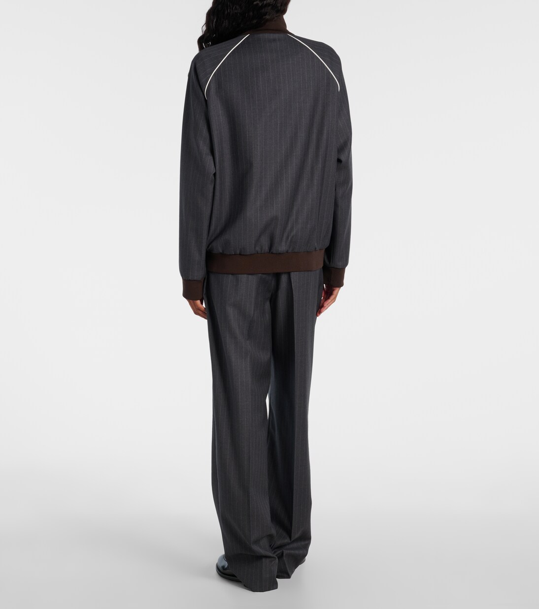 Giacca blouson in lana vergine gessata | Miu Miu