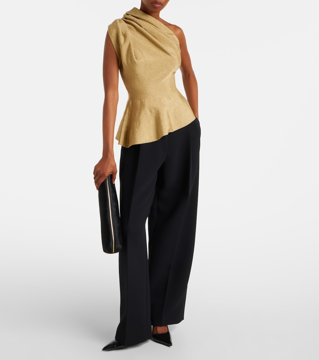 Aimee one-shoulder lamé top | Khaite
