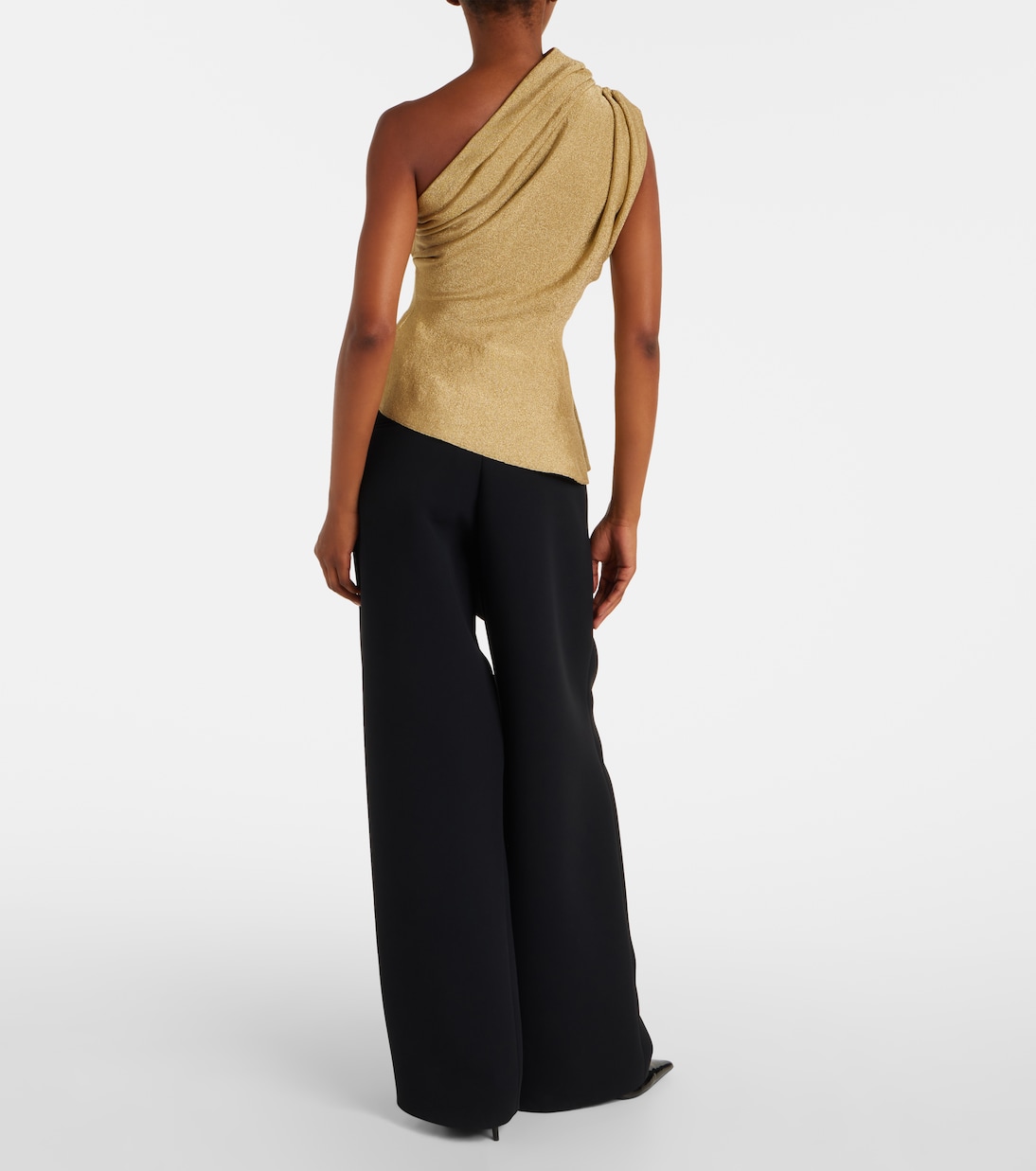 Aimee one-shoulder lamé top | Khaite