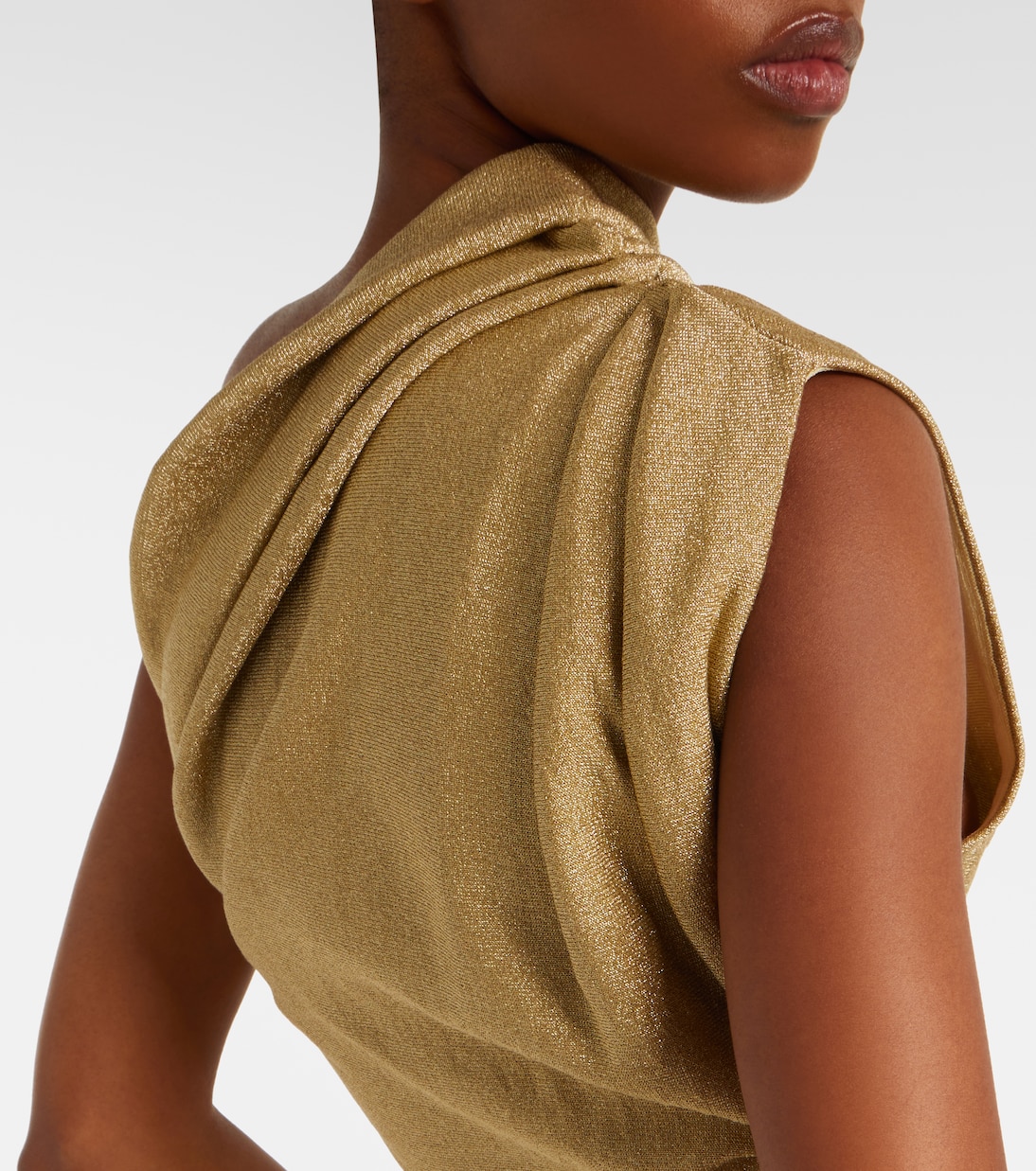 Aimee one-shoulder lamé top | Khaite