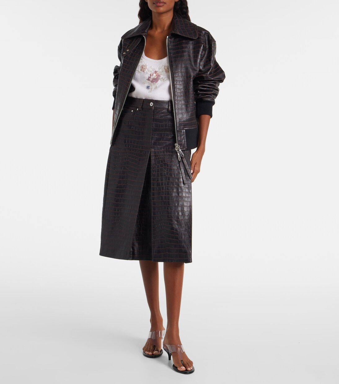 Midirock aus Leder | Rabanne