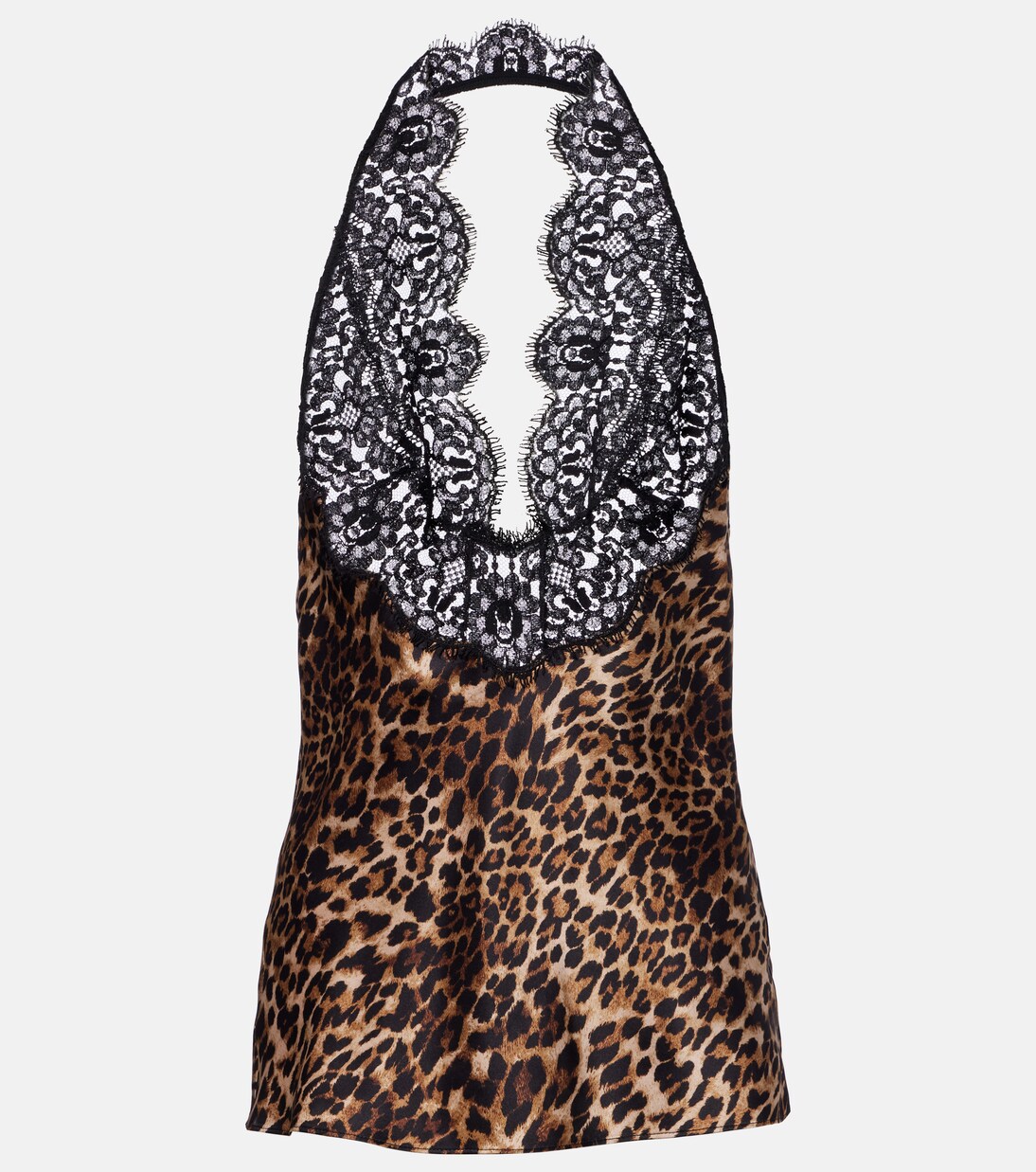 Top Teo de satén de seda estampado con encaje | Nili Lotan