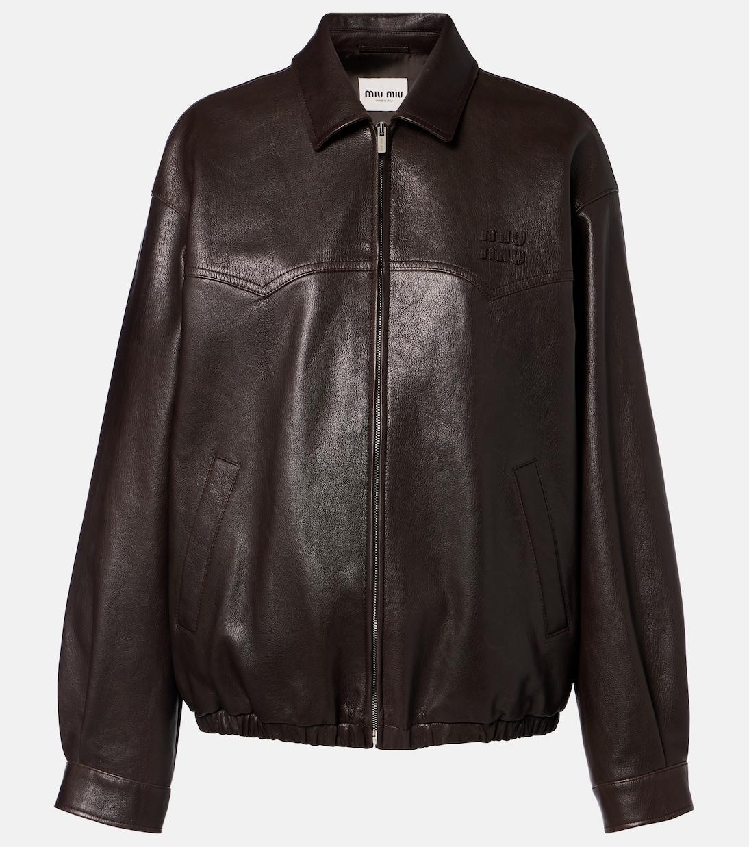 Leather blouson jacket | Miu Miu