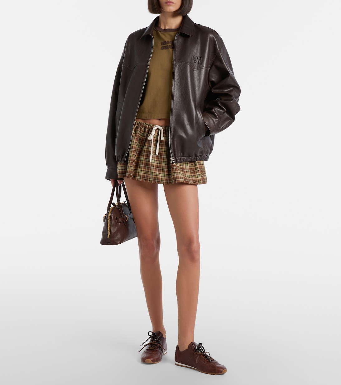 Leather blouson jacket | Miu Miu